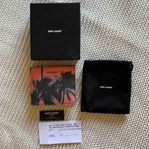 NWT saint laurent pink dip dye palm tree wallet YSL